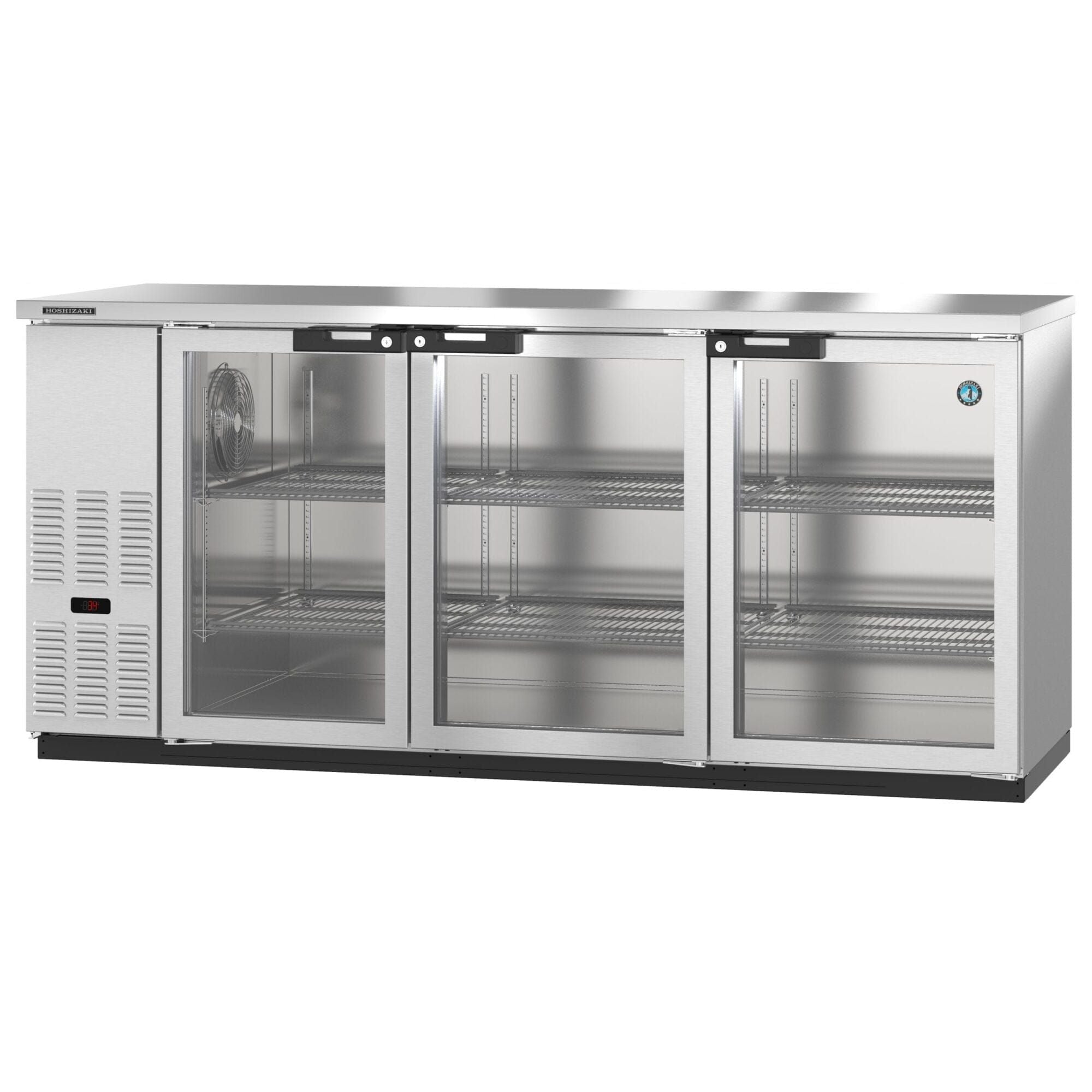 Hoshizaki Hoshizaki BB80-G-S Back Bar Refrigerator – Stainless Steel, Glass Swing Doors, 3 Sections