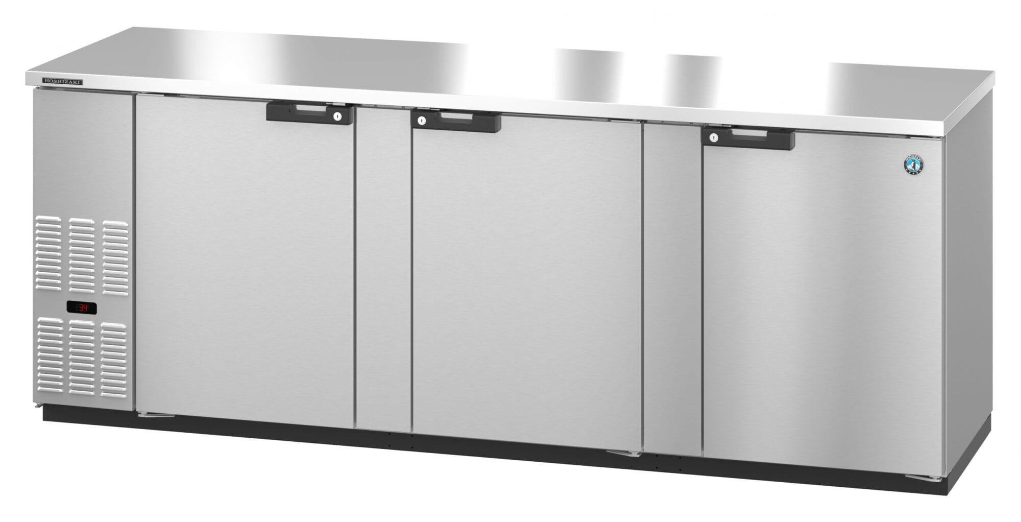 Hoshizaki Hoshizaki BB80-G-S Back Bar Refrigerator – Stainless Steel, Glass Swing Doors, 3 Sections