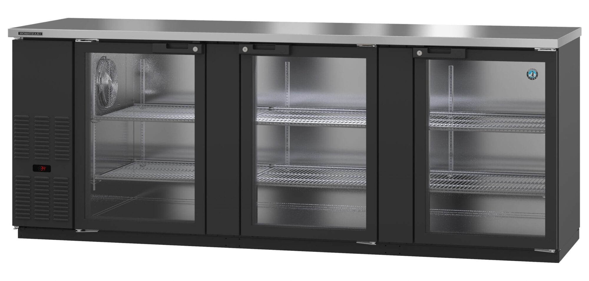 Hoshizaki Hoshizaki BB80-G-S Back Bar Refrigerator – Stainless Steel, Glass Swing Doors, 3 Sections