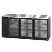Hoshizaki Hoshizaki BB80-G-S Back Bar Refrigerator – Stainless Steel, Glass Swing Doors, 3 Sections