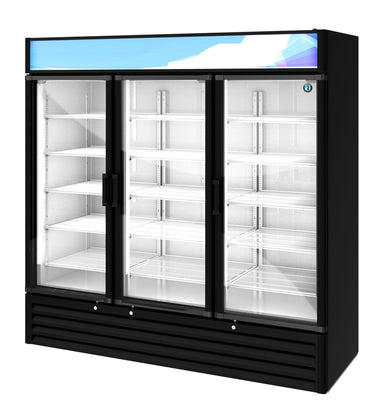 Hoshizaki Hoshizaki RM-65-HC-BLK Glass Door Merchandiser – 65 cu. ft. Commercial Refrigerator (Black Finish, Swing Doors)