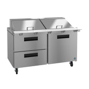 Hoshizaki Hoshizaki SR60B-24MD2 Mega Top Prep Refrigerator – 60" Two-Section, 24 Pan Capacity, One Door & Two Drawers