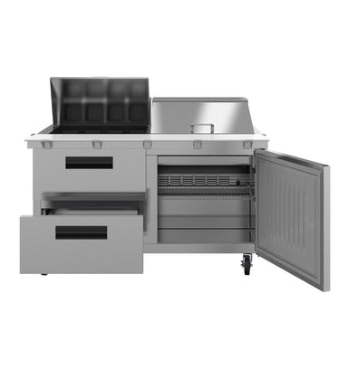 Hoshizaki Hoshizaki SR60B-24MD2 Mega Top Prep Refrigerator – 60" Two-Section, 24 Pan Capacity, One Door & Two Drawers