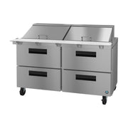 Hoshizaki Hoshizaki SR60B-24MD4 Mega Top Prep Refrigerator – 60" Two-Section, 24 Pan Capacity, Four Drawers