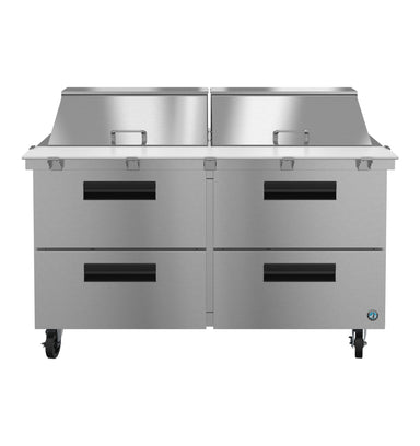 Hoshizaki Hoshizaki SR60B-24MD4 Mega Top Prep Refrigerator – 60" Two-Section, 24 Pan Capacity, Four Drawers