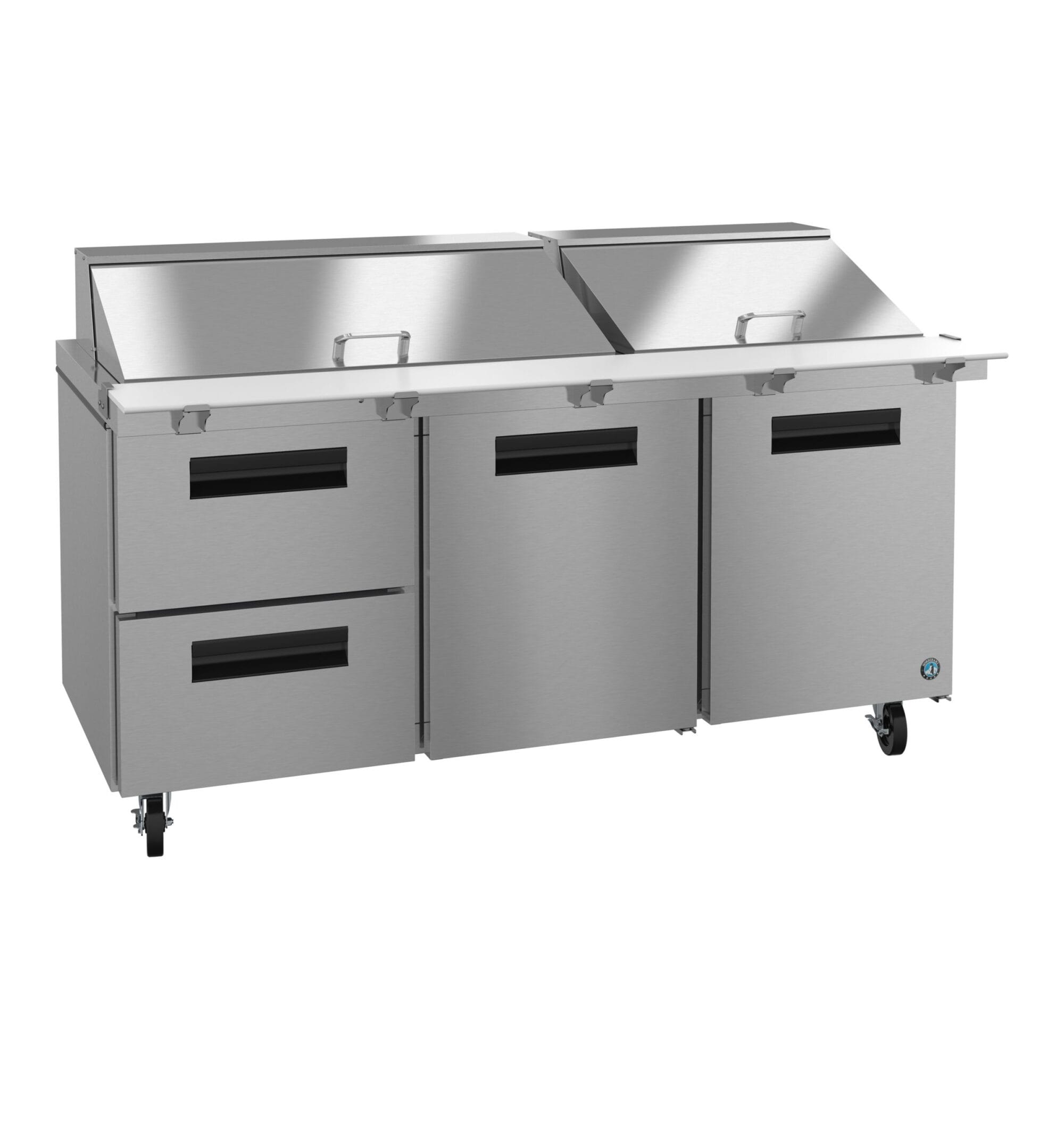 Hoshizaki Hoshizaki SR72B-30MD2 Mega Top Prep Refrigerator – 72" Three-Section, 30 Pan Capacity with Drawers