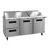 Hoshizaki Hoshizaki SR72B-30MD2 Mega Top Prep Refrigerator – 72" Three-Section, 30 Pan Capacity with Drawers
