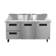 Hoshizaki Hoshizaki SR72B-30MD2 Mega Top Prep Refrigerator – 72" Three-Section, 30 Pan Capacity with Drawers