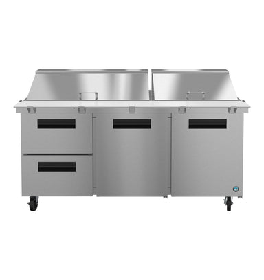 Hoshizaki Hoshizaki SR72B-30MD2 Mega Top Prep Refrigerator – 72" Three-Section, 30 Pan Capacity with Drawers