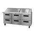 Hoshizaki Hoshizaki SR72B-30MD6 Mega Top Prep Refrigerator – 72" Three-Section, 30 Pan Capacity, Six-Drawer Configuration