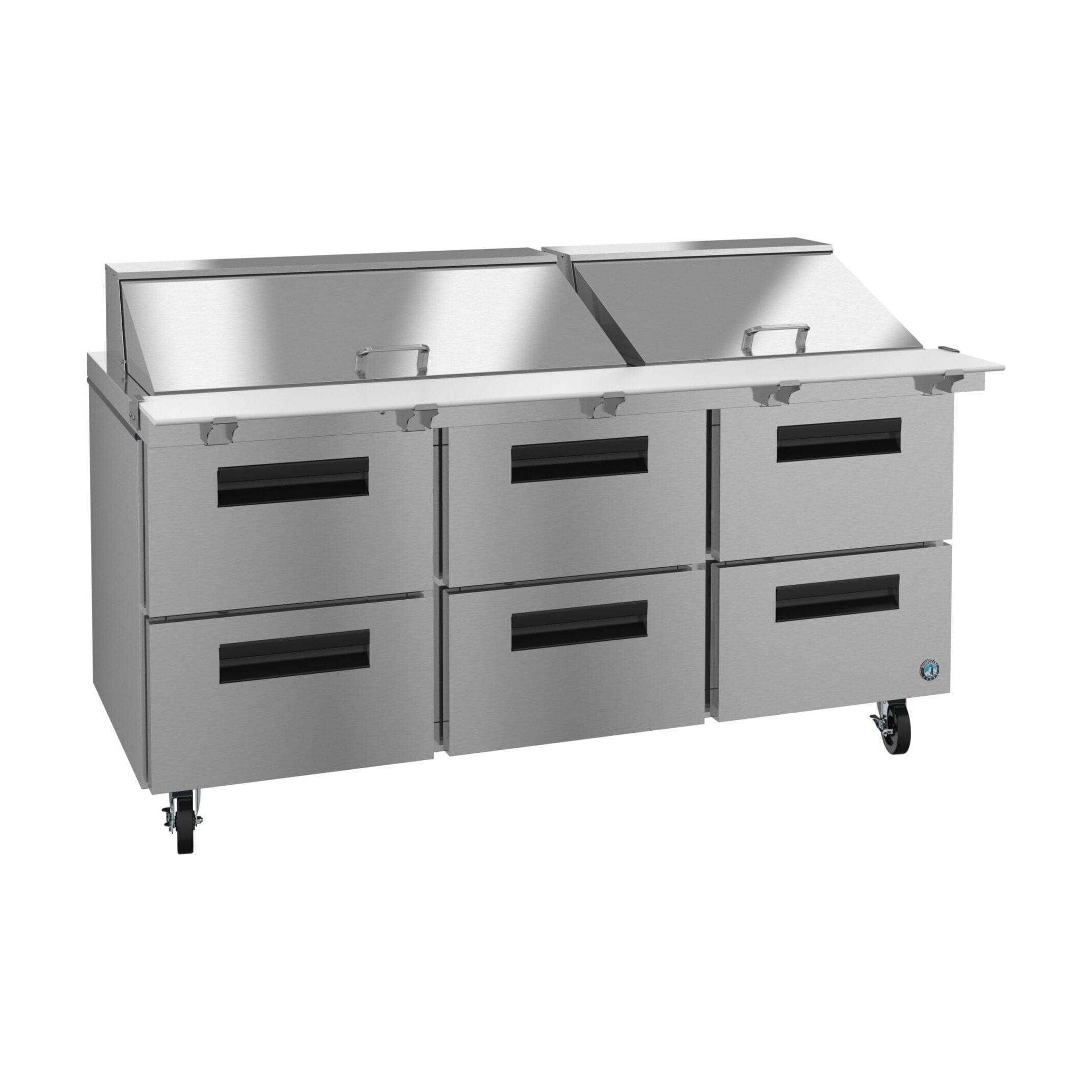 Hoshizaki Hoshizaki SR72B-30MD6 Mega Top Prep Refrigerator – 72" Three-Section, 30 Pan Capacity, Six-Drawer Configuration