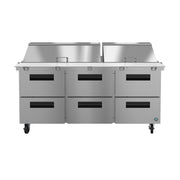 Hoshizaki Hoshizaki SR72B-30MD6 Mega Top Prep Refrigerator – 72" Three-Section, 30 Pan Capacity, Six-Drawer Configuration