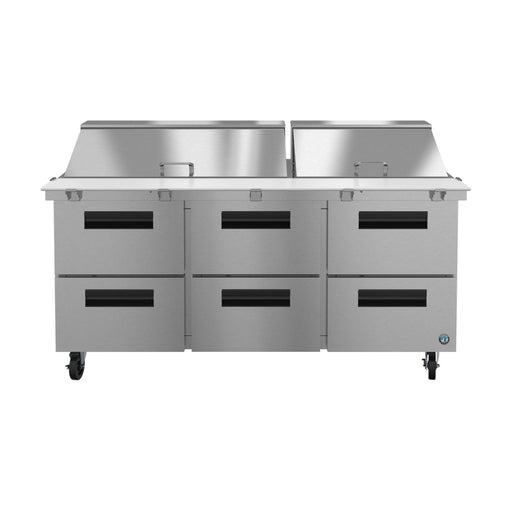 Hoshizaki Hoshizaki SR72B-30MD6 Mega Top Prep Refrigerator – 72" Three-Section, 30 Pan Capacity, Six-Drawer Configuration