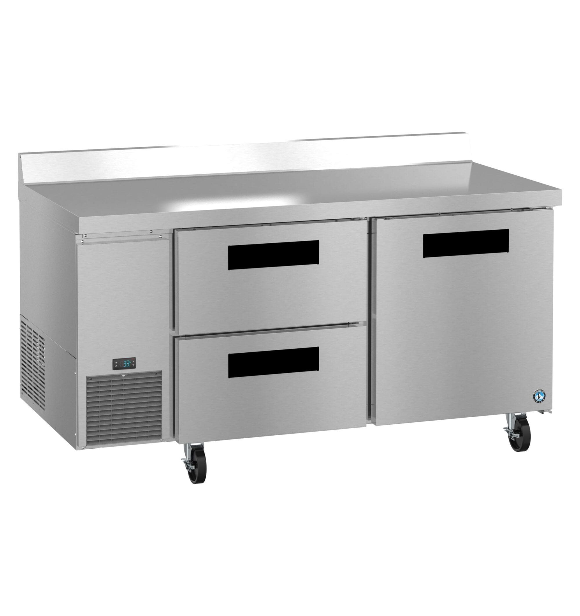 Hoshizaki Hoshizaki WLR67B-D2 67" Worktop Refrigerator with Two Solid Doors – Side Mount, Stainless Steel, NSF Certified