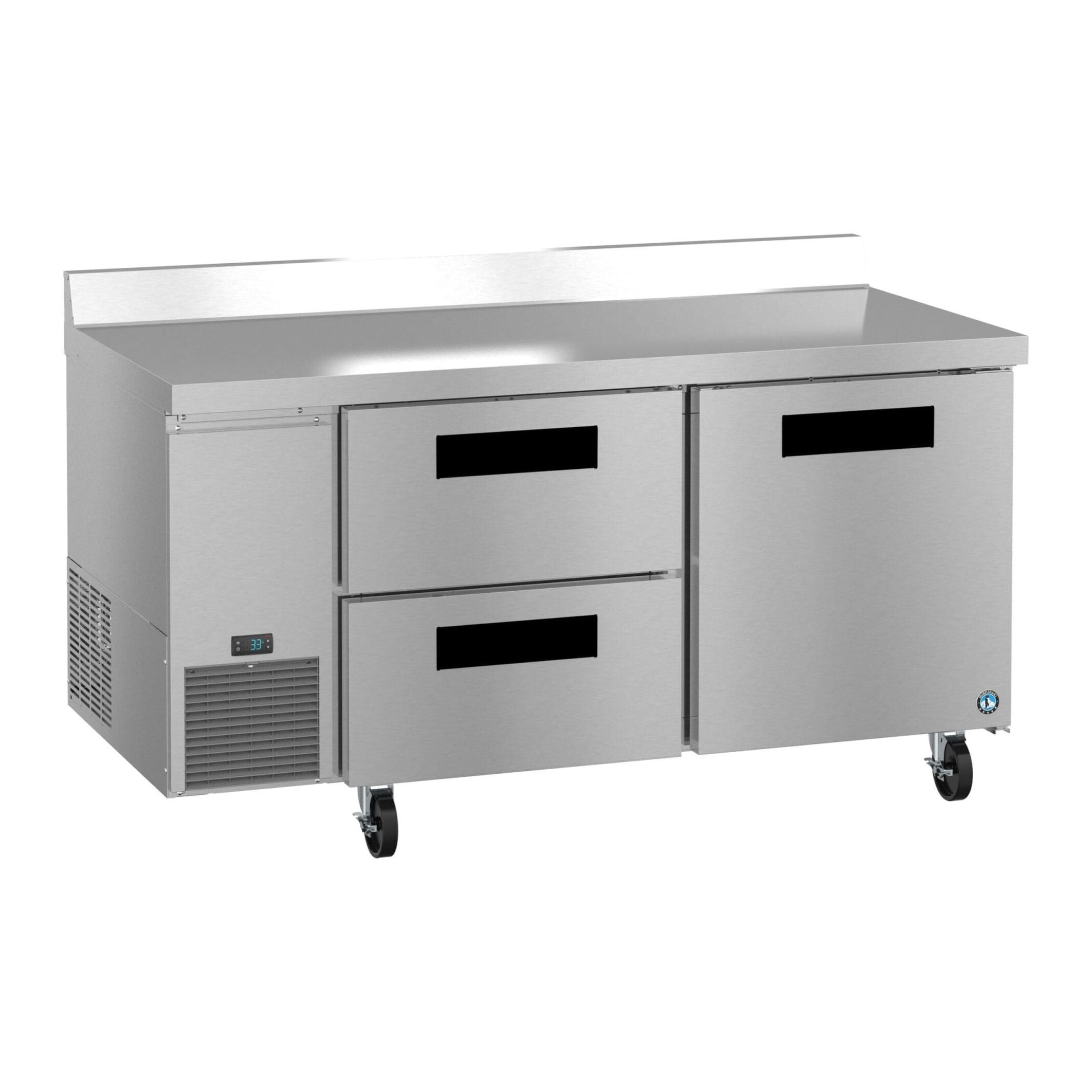 Hoshizaki Hoshizaki WLR67B-D2 67" Worktop Refrigerator with Two Solid Doors – Side Mount, Stainless Steel, NSF Certified