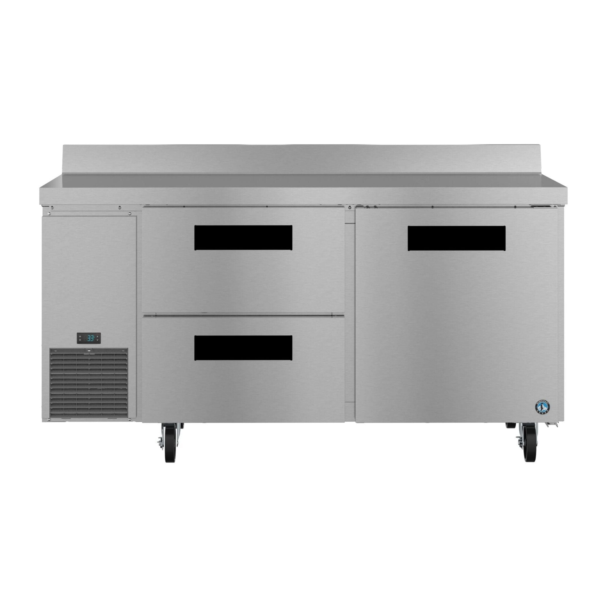 Hoshizaki Hoshizaki WLR67B-D2 67" Worktop Refrigerator with Two Solid Doors – Side Mount, Stainless Steel, NSF Certified