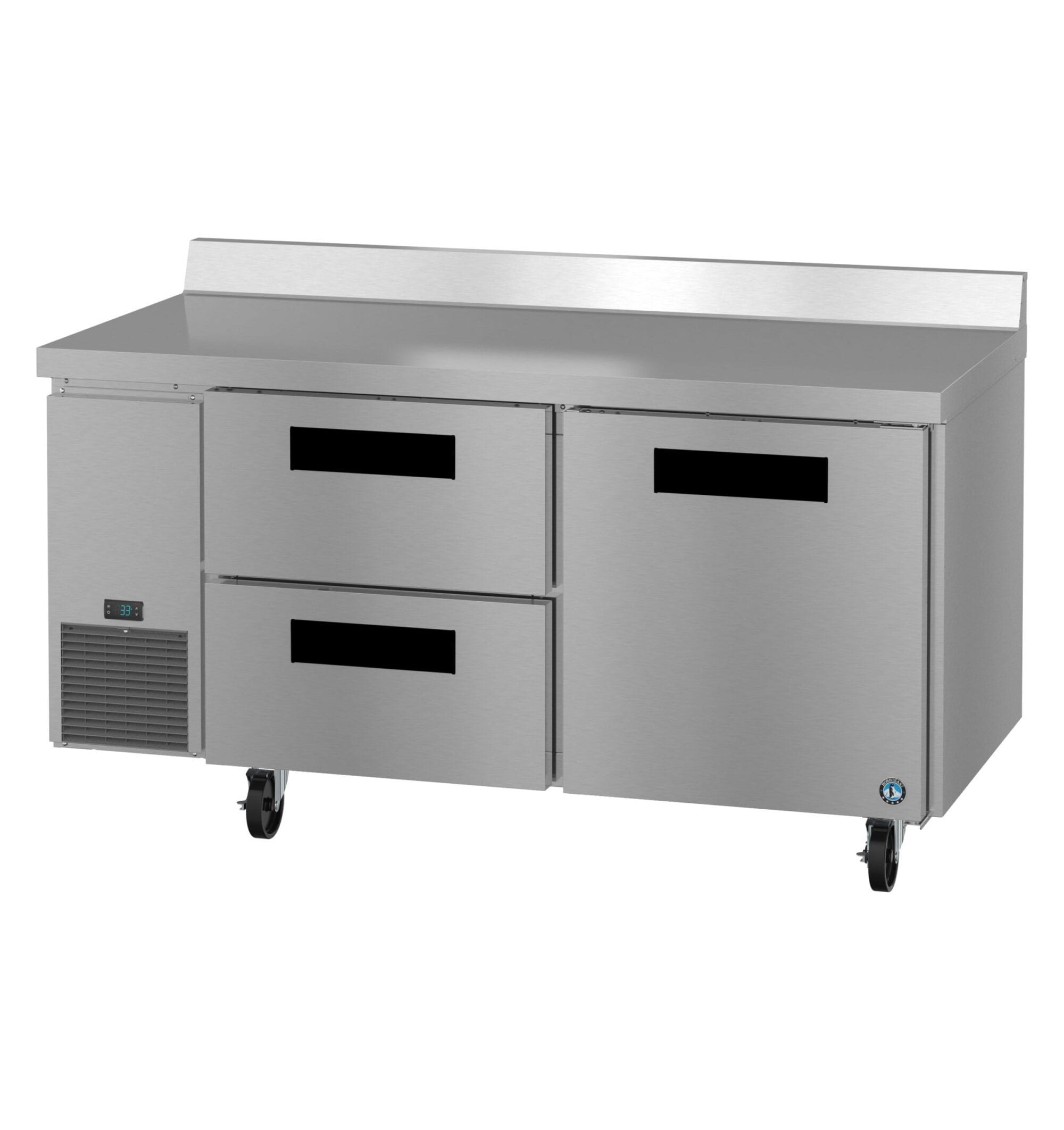 Hoshizaki Hoshizaki WLR67B-D2 67" Worktop Refrigerator with Two Solid Doors – Side Mount, Stainless Steel, NSF Certified