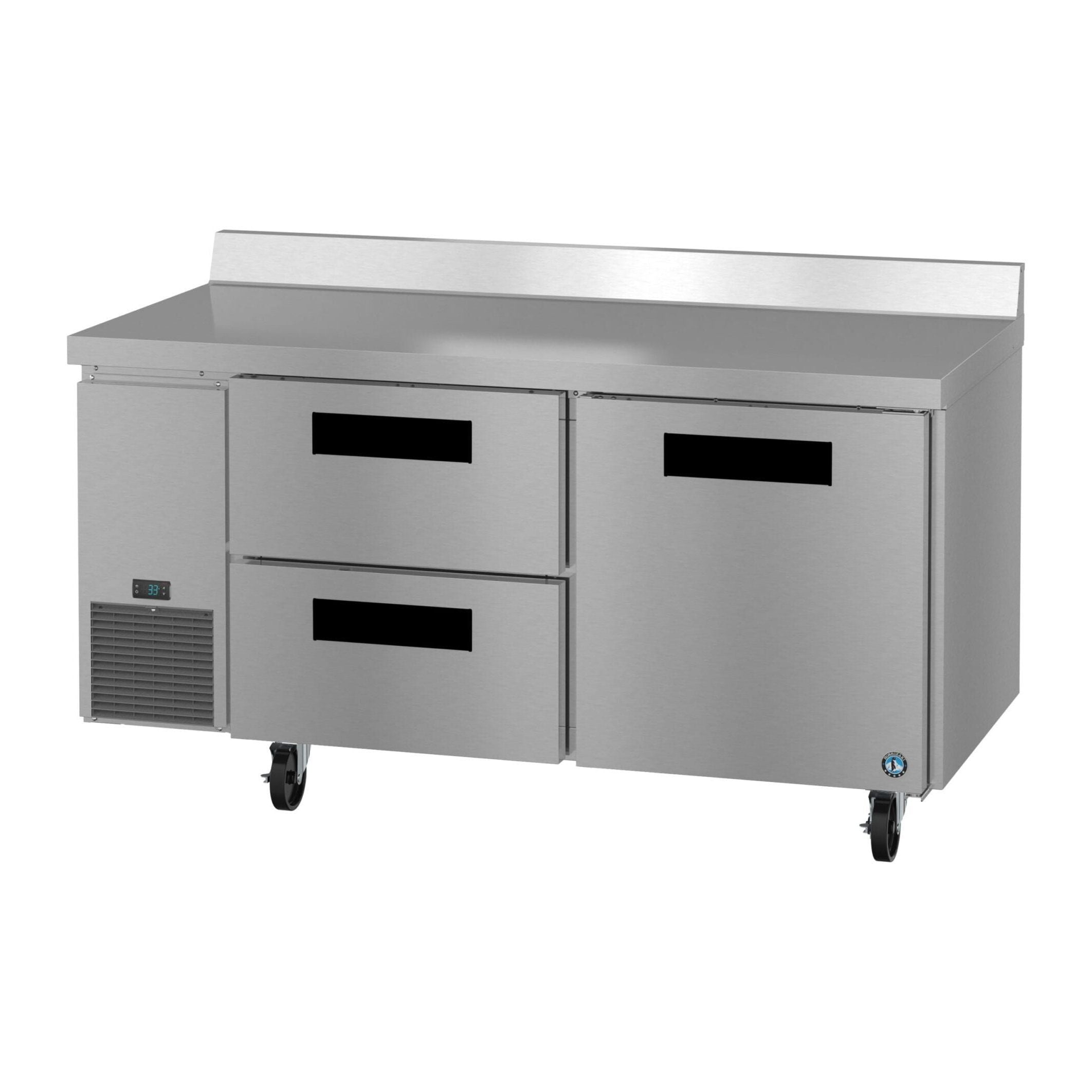 Hoshizaki Hoshizaki WLR67B-D2 67" Worktop Refrigerator with Two Solid Doors – Side Mount, Stainless Steel, NSF Certified