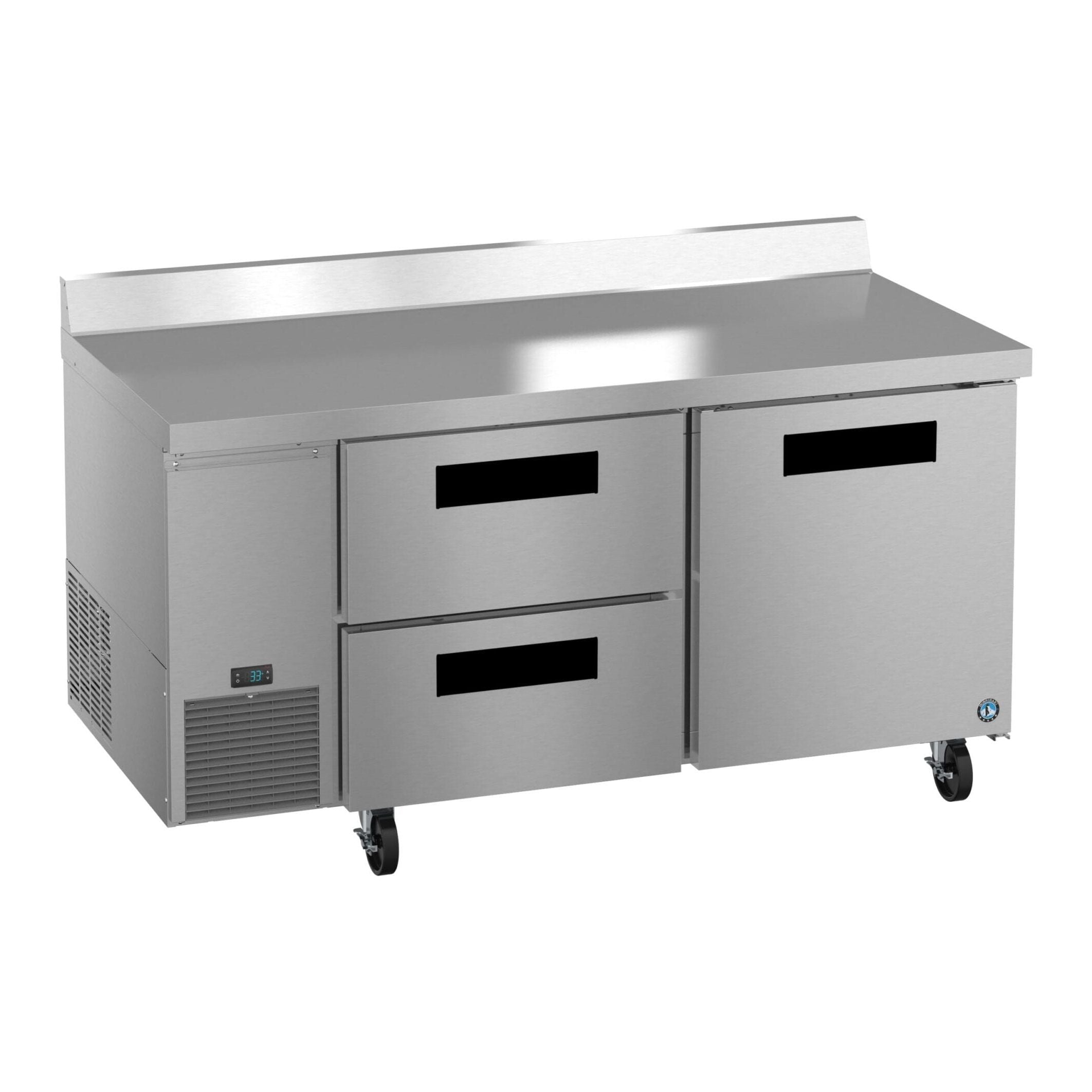 Hoshizaki Hoshizaki WLR67B-D2 67" Worktop Refrigerator with Two Solid Doors – Side Mount, Stainless Steel, NSF Certified