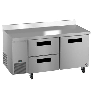 Hoshizaki Hoshizaki WLR67B-D2 67" Worktop Refrigerator with Two Solid Doors – Side Mount, Stainless Steel, NSF Certified