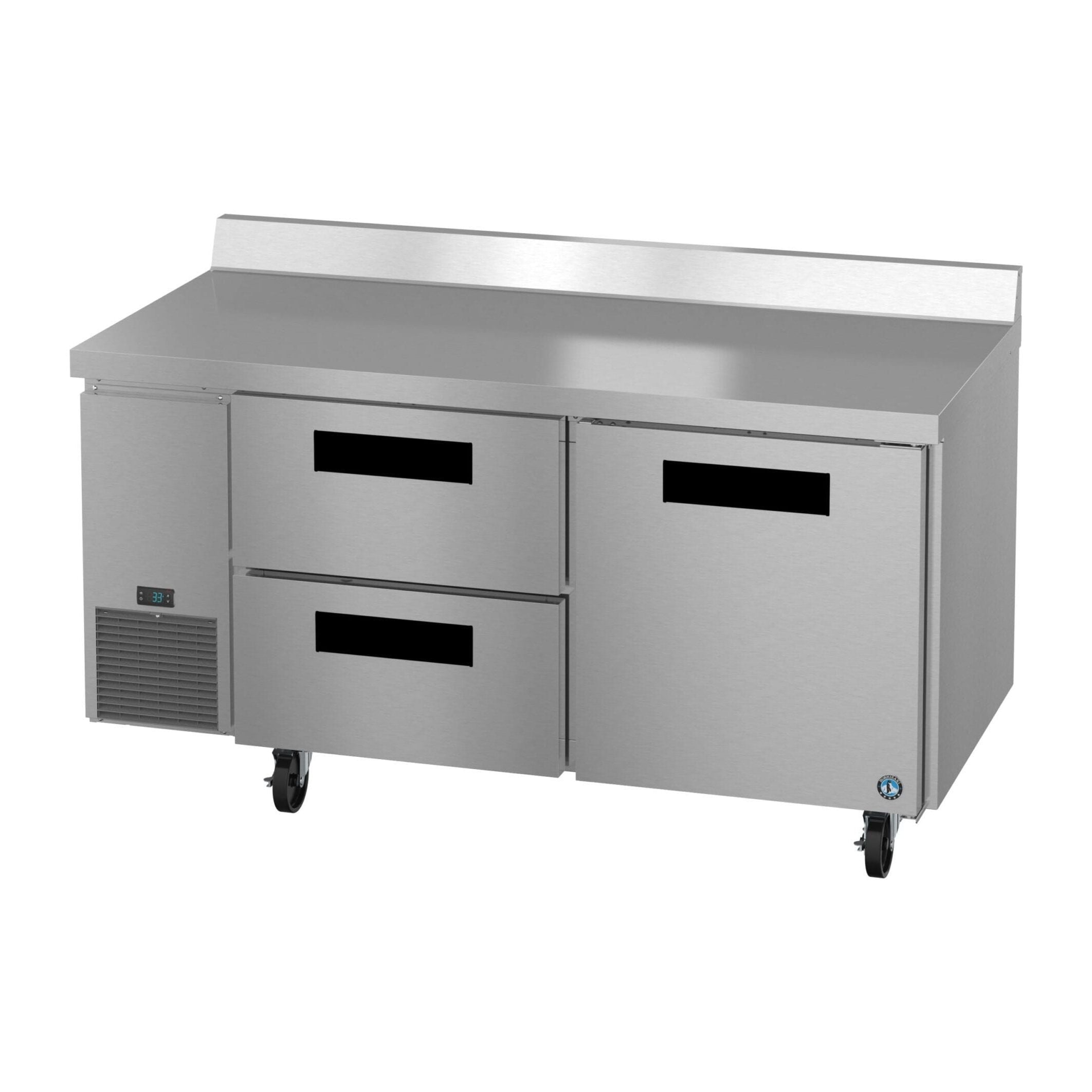 Hoshizaki Hoshizaki WLR67B-D2 67" Worktop Refrigerator with Two Solid Doors – Side Mount, Stainless Steel, NSF Certified