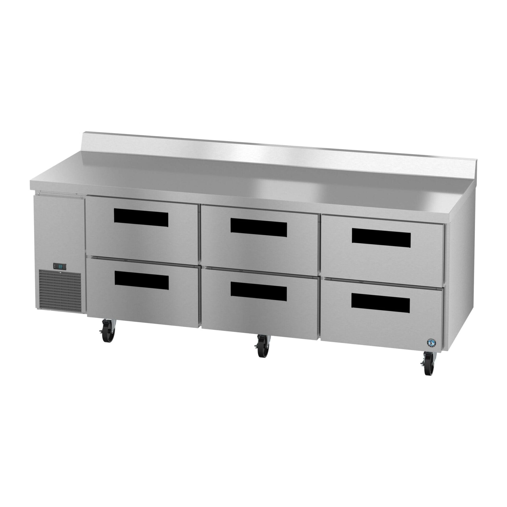 Hoshizaki Hoshizaki WLR93B-D6 Commercial Worktop Refrigerator – 93" Side-Mount, Six Drawers
