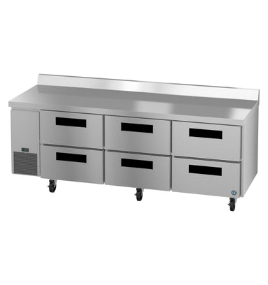 Hoshizaki Hoshizaki WLR93B-D6 Commercial Worktop Refrigerator – 93" Side-Mount, Six Drawers