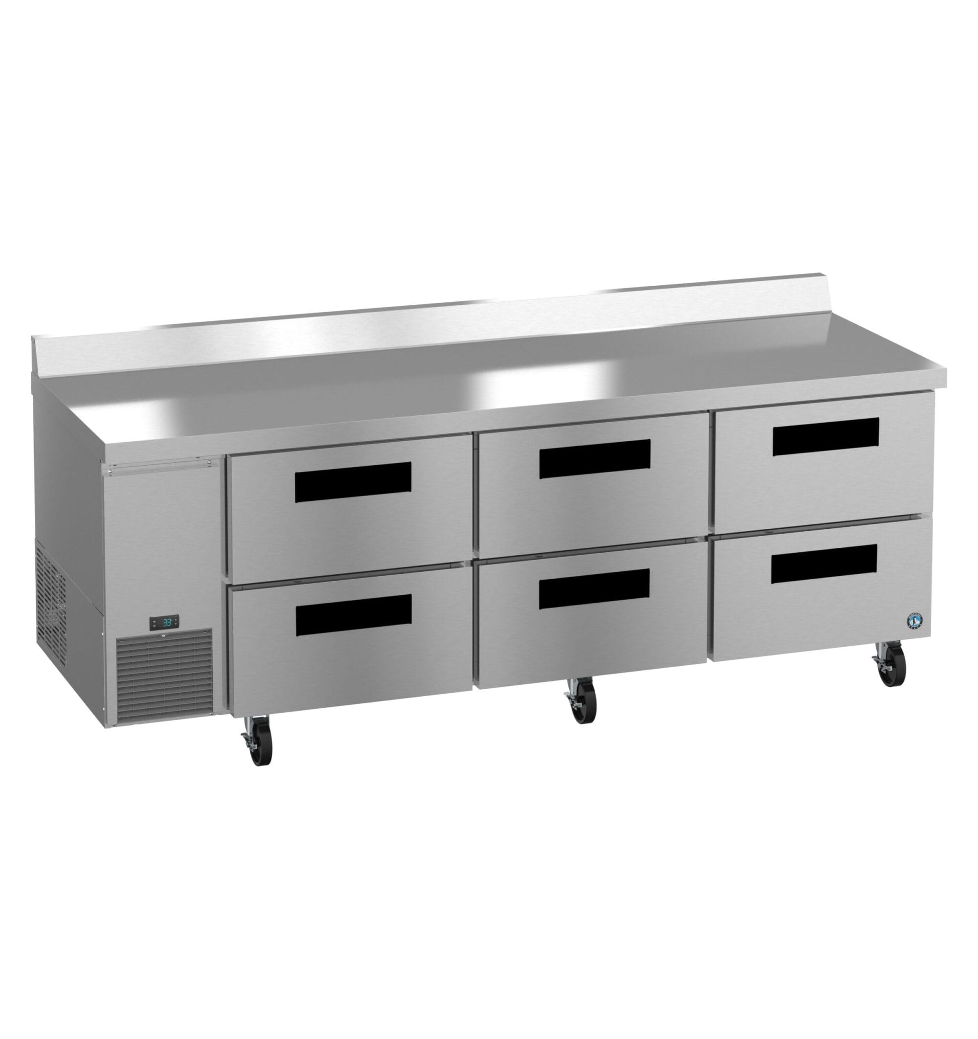 Hoshizaki Hoshizaki WLR93B-D6 Commercial Worktop Refrigerator – 93" Side-Mount, Six Drawers