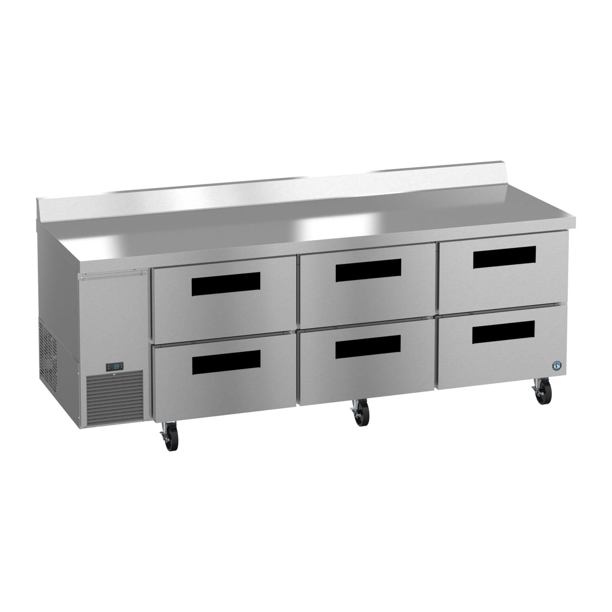 Hoshizaki Hoshizaki WLR93B-D6 Commercial Worktop Refrigerator – 93" Side-Mount, Six Drawers