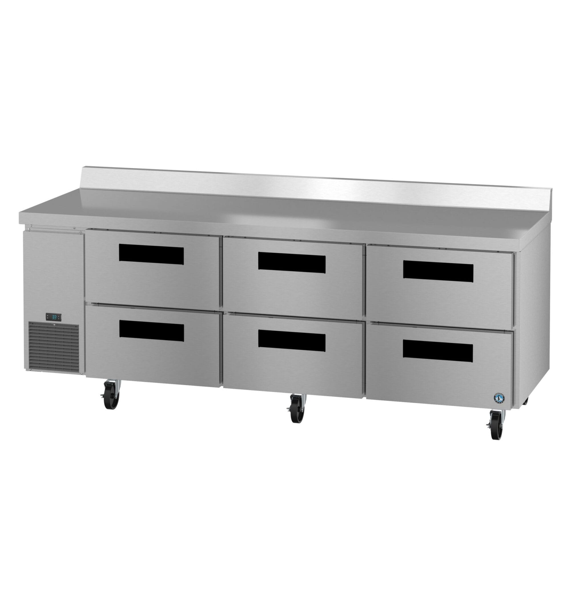 Hoshizaki Hoshizaki WLR93B-D6 Commercial Worktop Refrigerator – 93" Side-Mount, Six Drawers