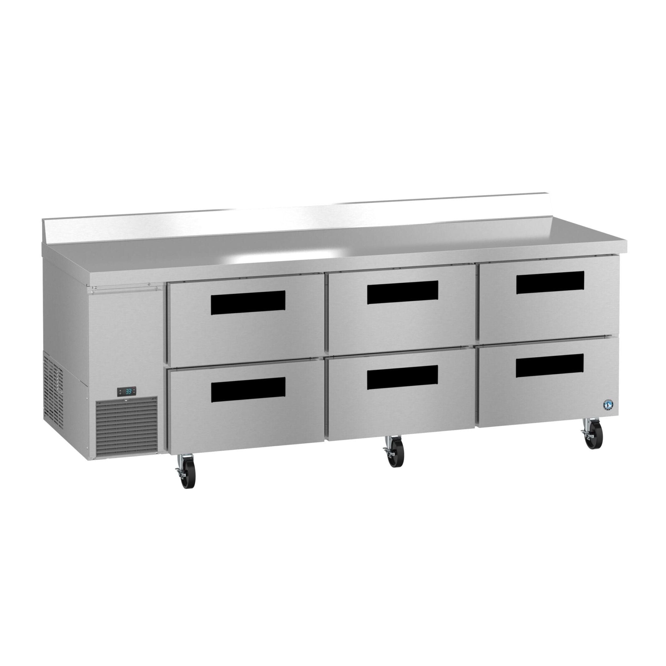 Hoshizaki Hoshizaki WLR93B-D6 Commercial Worktop Refrigerator – 93" Side-Mount, Six Drawers