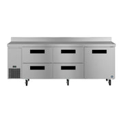 Hoshizaki Steehheart Worktop Refrigerator Hoshizaki WLR93B-D4 93" Steelheart Worktop Refrigerator w/ (3) Sections, (1) Door & (4) Drawers, 115v