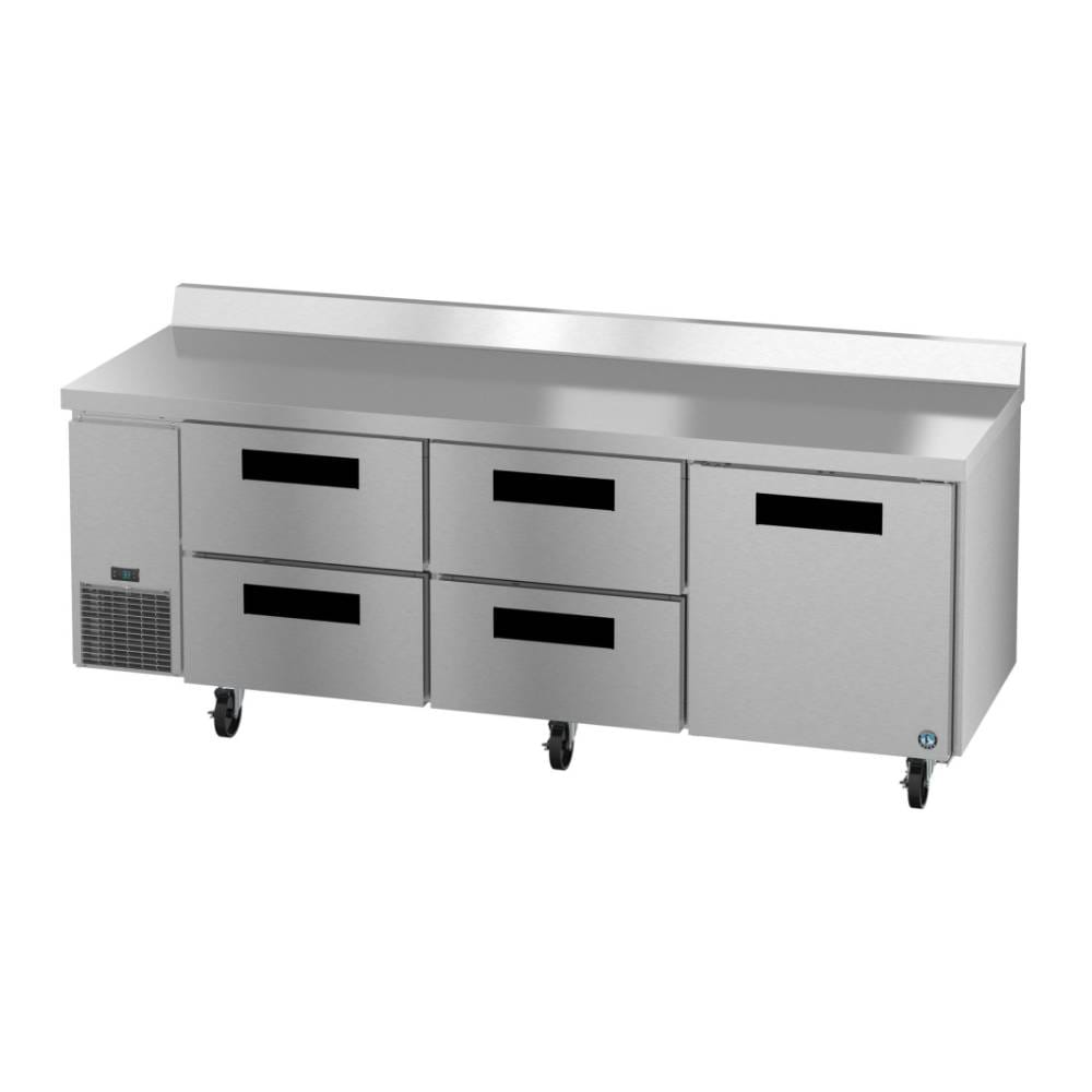 Hoshizaki Steehheart Worktop Refrigerator Hoshizaki WLR93B-D4 93" Steelheart Worktop Refrigerator w/ (3) Sections, (1) Door & (4) Drawers, 115v