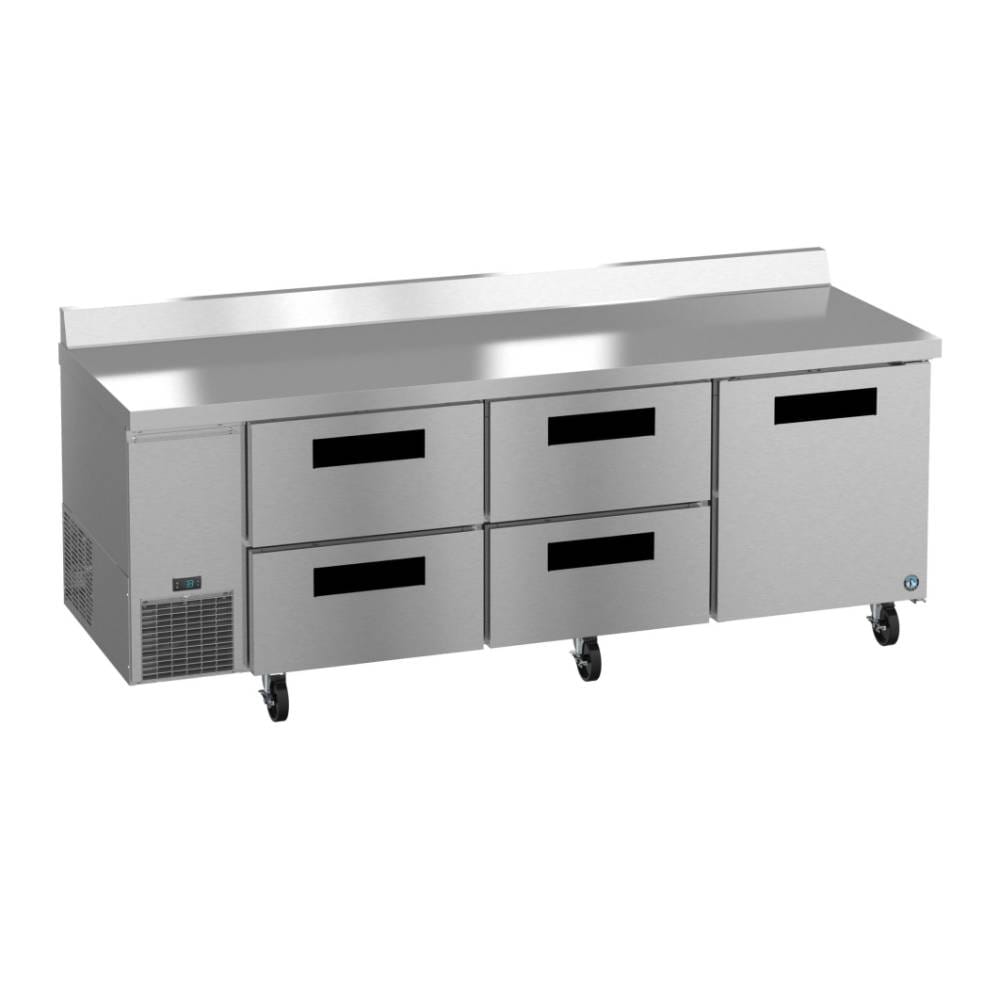 Hoshizaki Steehheart Worktop Refrigerator Hoshizaki WLR93B-D4 93" Steelheart Worktop Refrigerator w/ (3) Sections, (1) Door & (4) Drawers, 115v