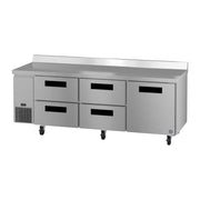 Hoshizaki Steehheart Worktop Refrigerator Hoshizaki WLR93B-D4 93" Steelheart Worktop Refrigerator w/ (3) Sections, (1) Door & (4) Drawers, 115v
